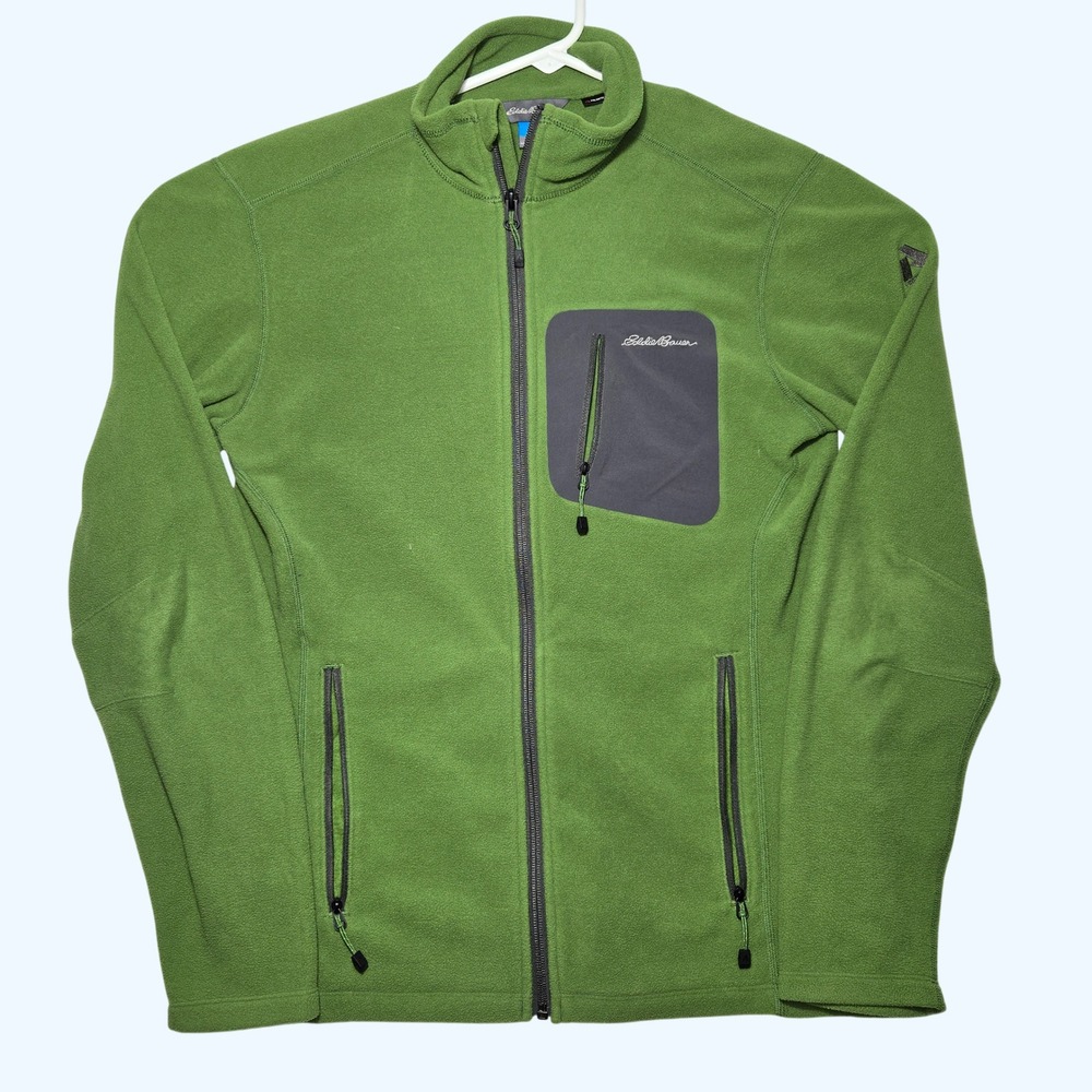 Eddie Bauer First Ascent Polartec Fleece Jacket Mens Small Green Full Zip 0679